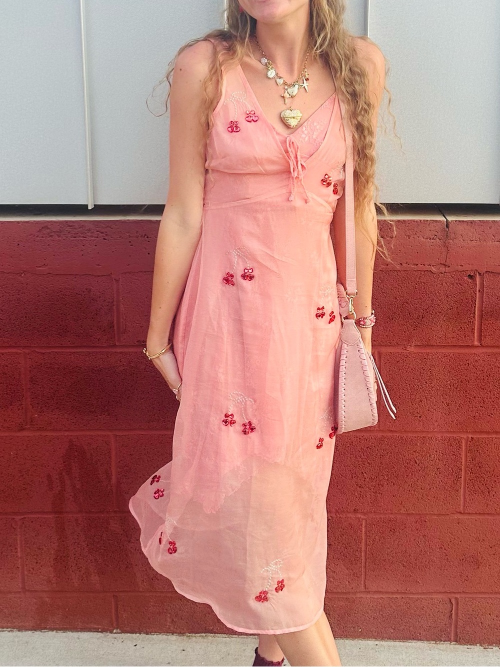 Lyre bird sheer slip dress